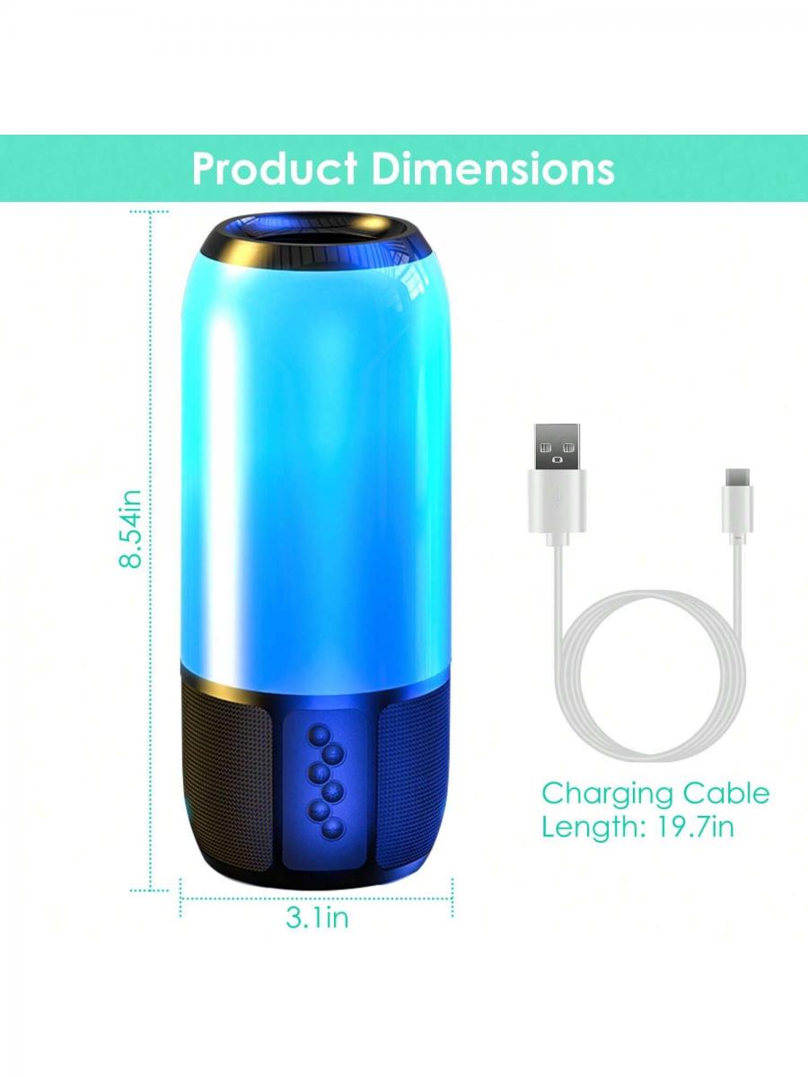 Wireless Portable Stereo Speaker with Color Changing Lights TWS