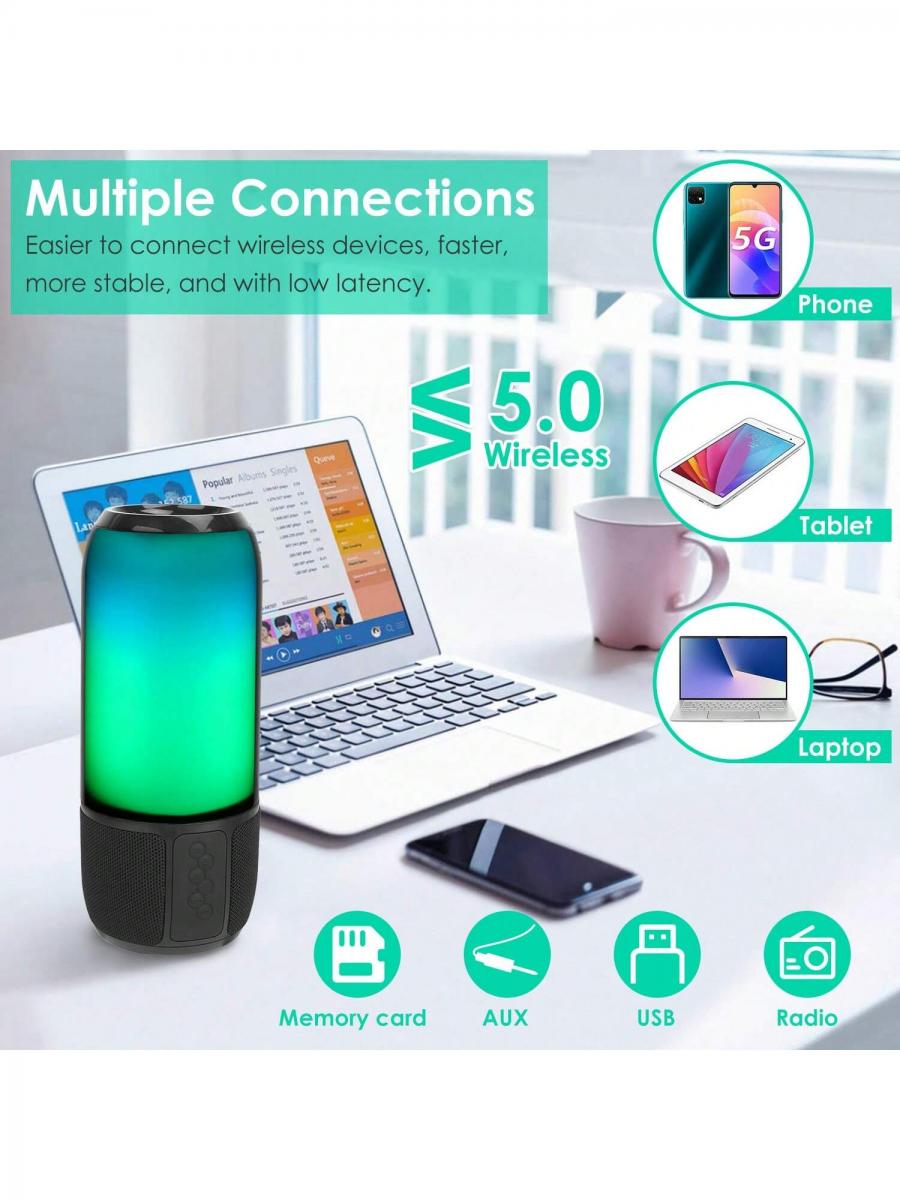 Wireless Portable Stereo Speaker with Color Changing Lights TWS
