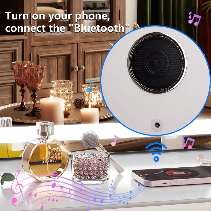 Hasipu Lighted Vanity Mirror with Bluetooth 360 Rotation White 11x14