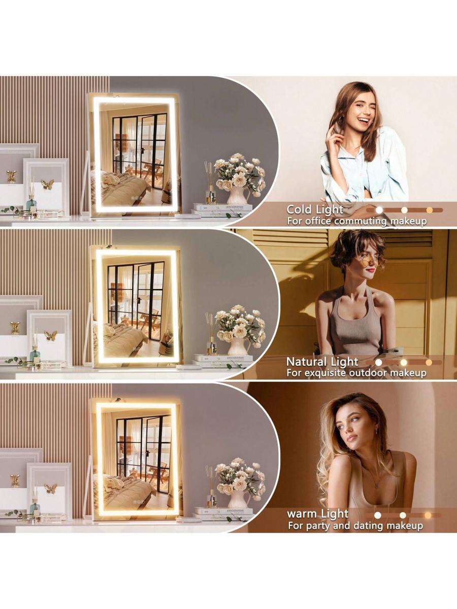 Hasipu Lighted Vanity Mirror with Bluetooth 360 Rotation White 11x14
