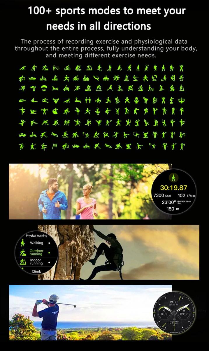 Unisex Business Smart Watch Fitness Tracker Bluetooth Notifications 2024