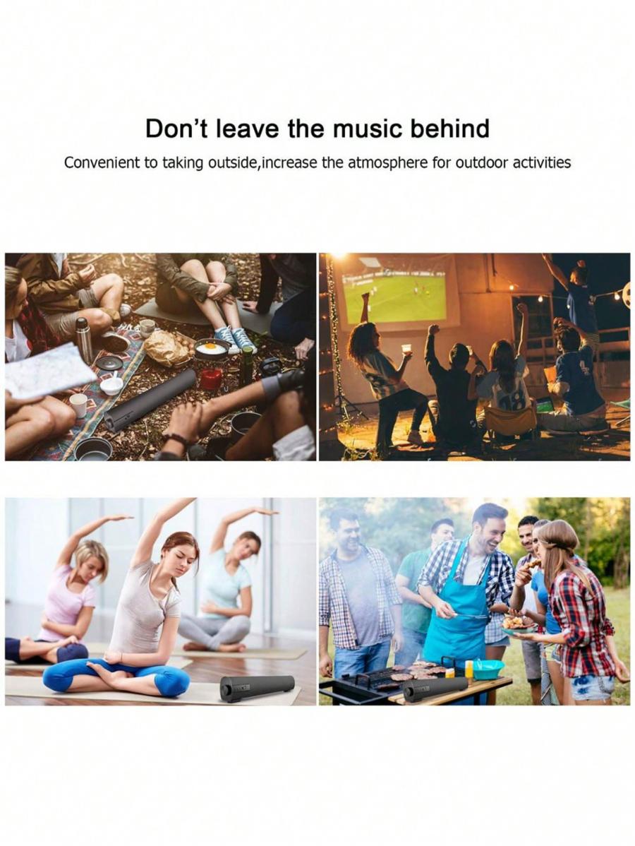Black 10W Portable Wireless Soundbar Speaker with Remote Control