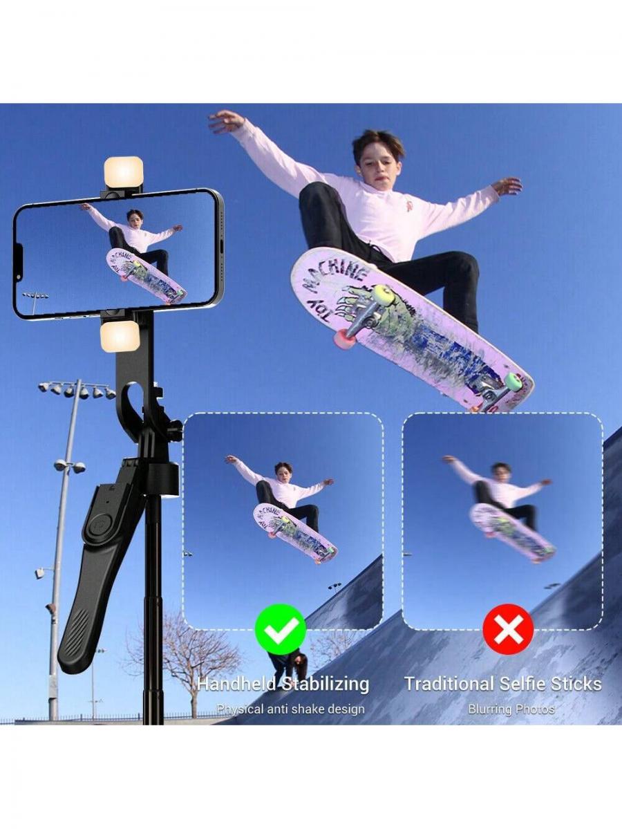 Potable 84 Selfie Stick Tripod with Bluetooth Remote and Light