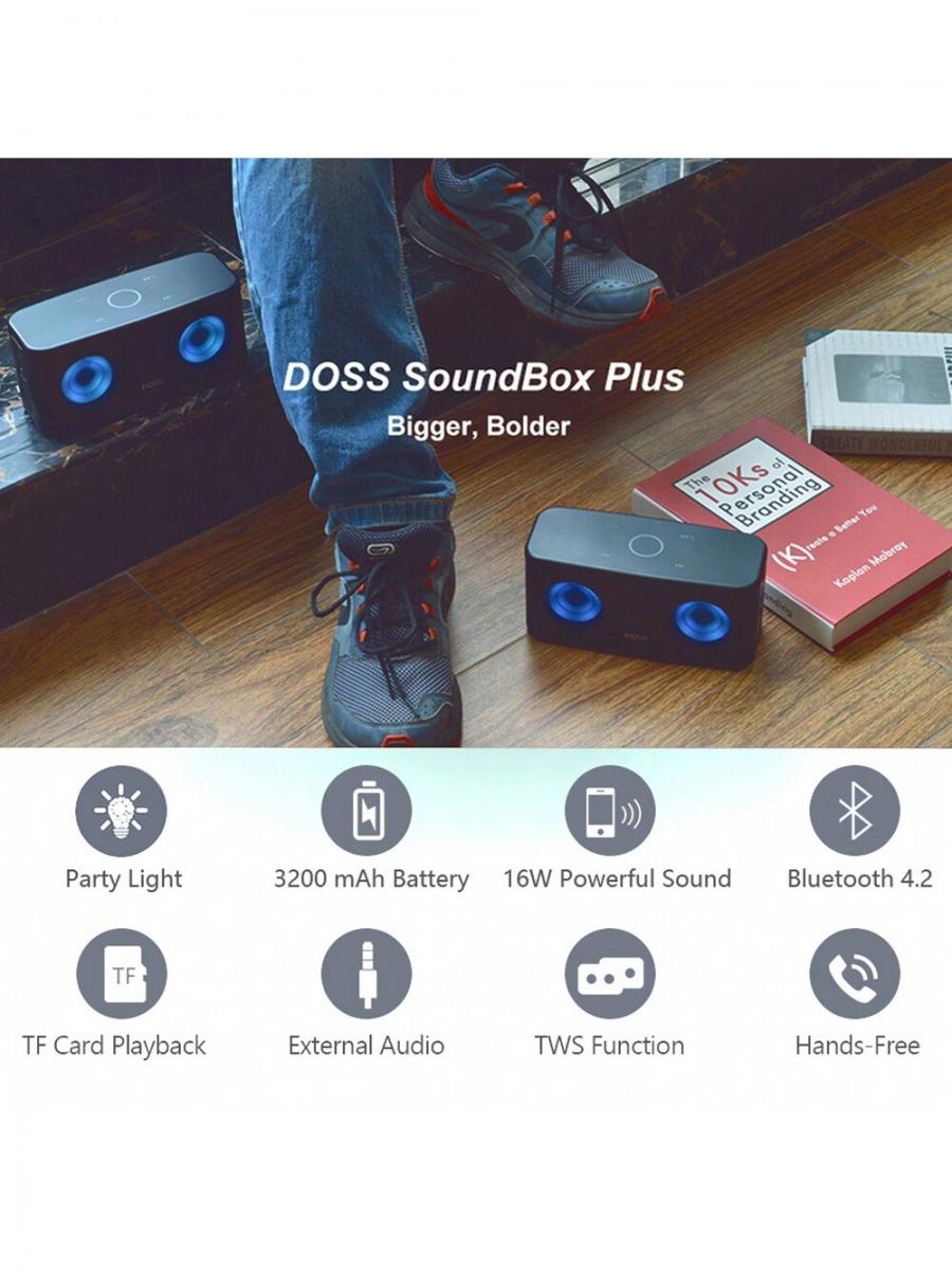 DOSS SoundBox Plus 16W HD Bluetooth Speaker with LED Lights
