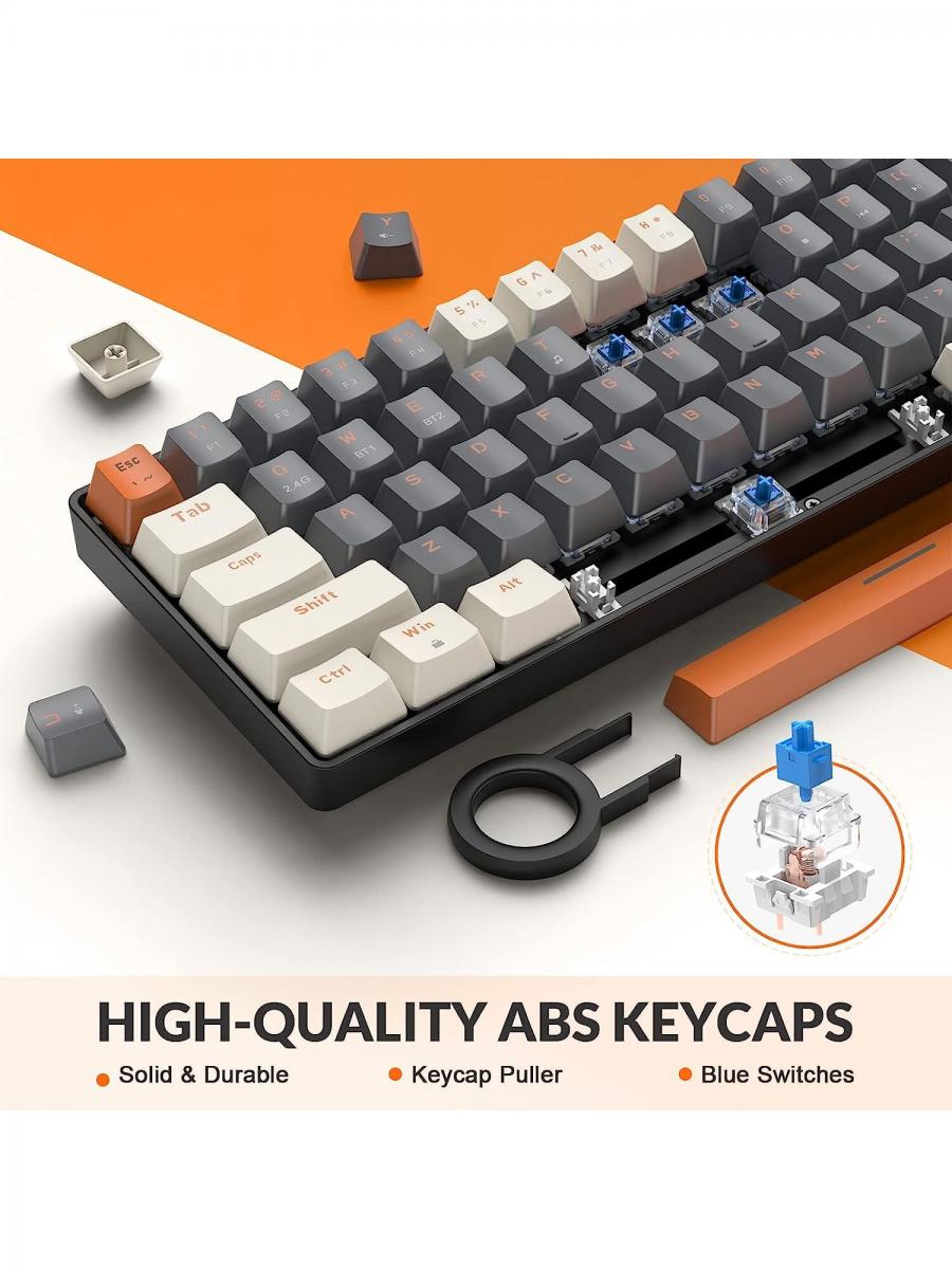 Bluetooth Wireless Mechanical Keyboard Compact 68 Key Hot Swappable