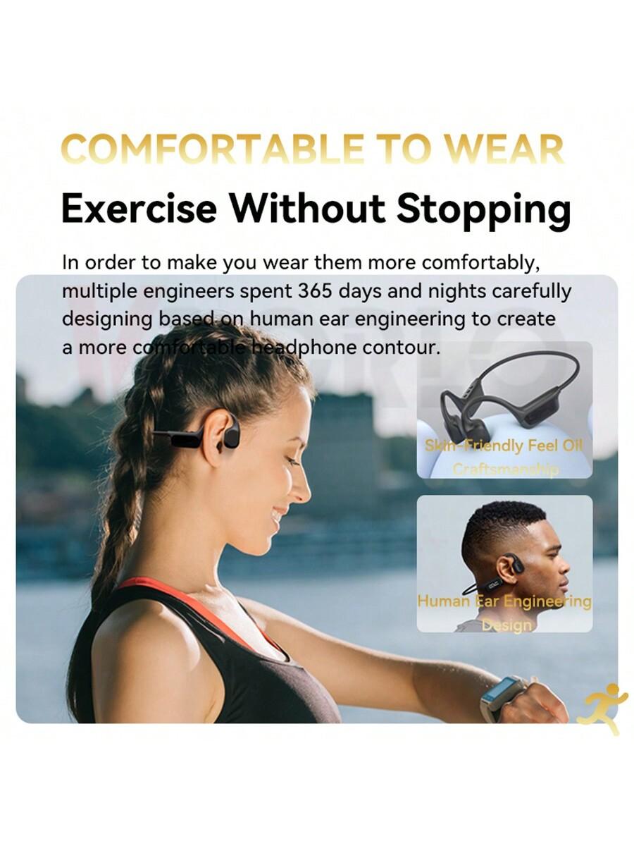 True Bone Conduction Wireless Headphones with MP3 Player and LED Display