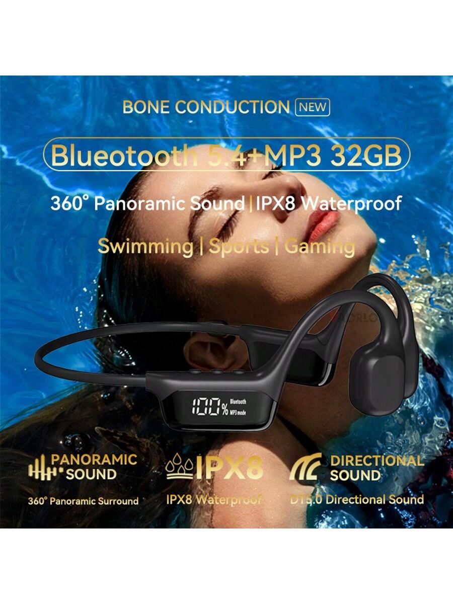 True Bone Conduction Wireless Headphones with MP3 Player and LED Display