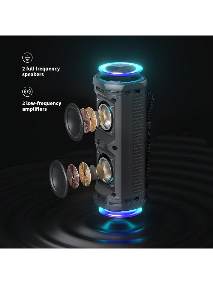 MLOVE P2 Portable Bluetooth Speaker with RGB Lights and IPX7 Waterproof