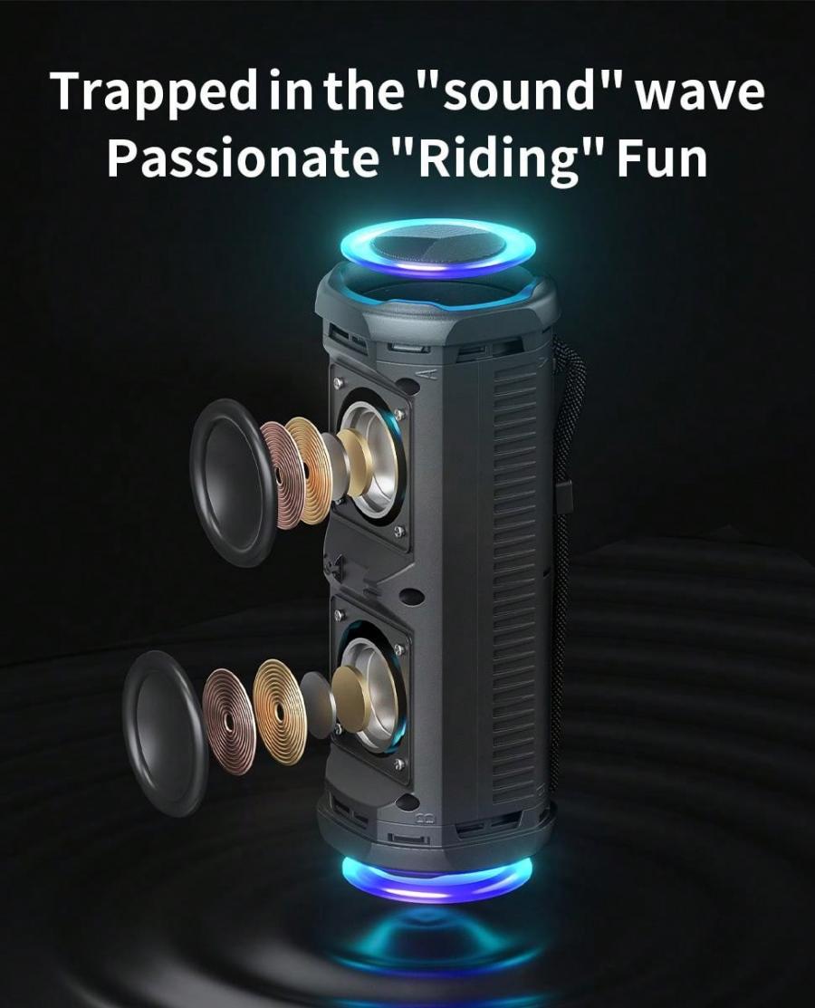 MLOVE P2 Portable Bluetooth Speaker with RGB Lights and IPX7 Waterproof