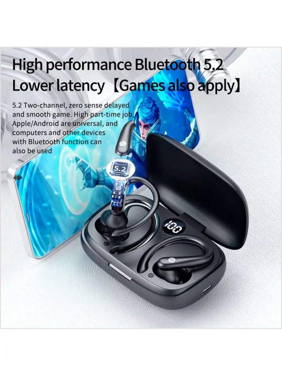 TWS Bluetooth 52 Wireless Ear Hook Stereo Earbuds Headphones