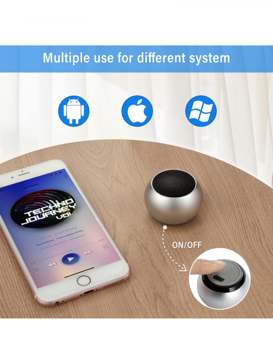 FORKODA Tiny Wireless Bluetooth Speaker Silver Edition