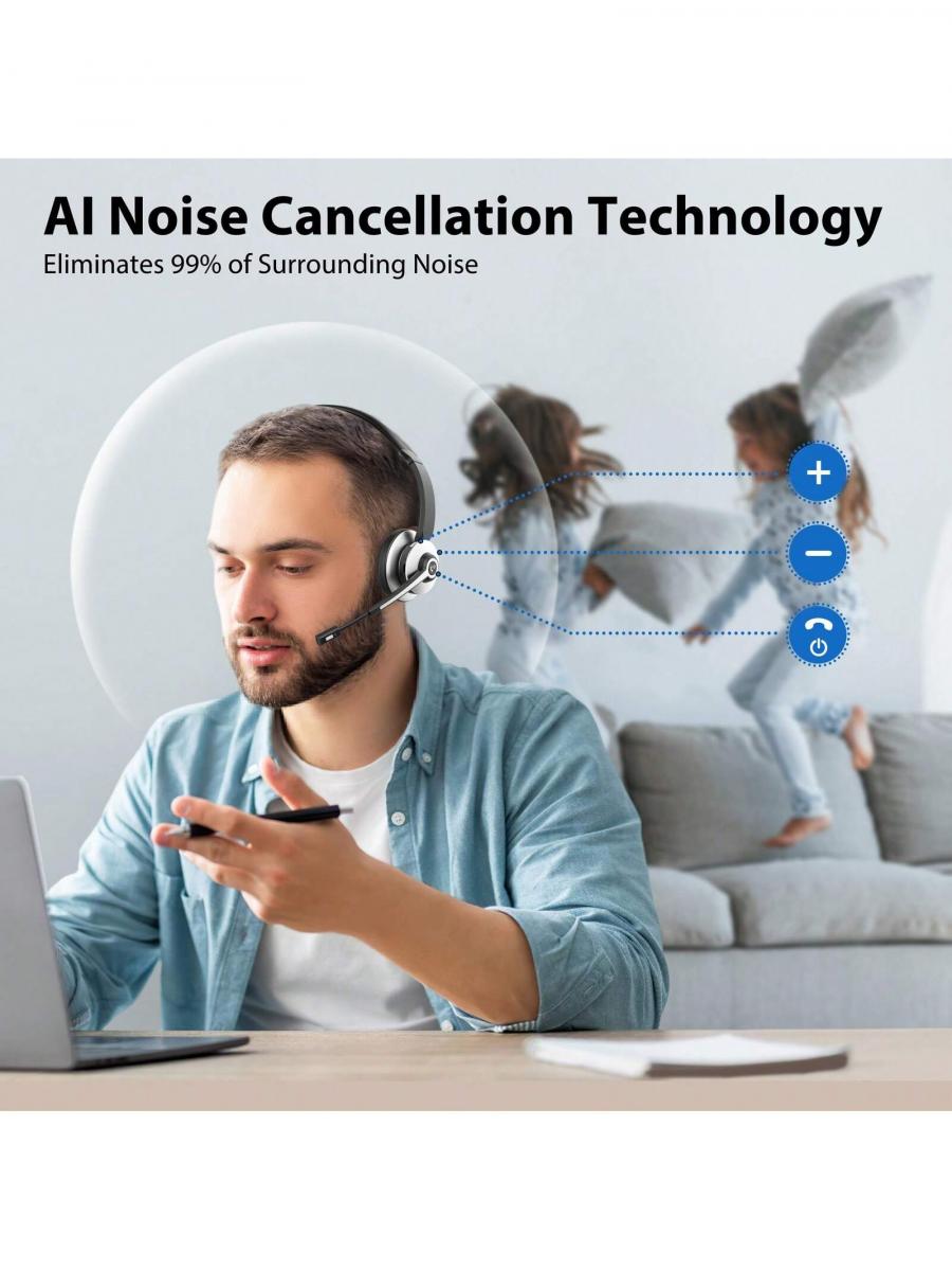Trucker Bluetooth Headset Wireless Noise Cancelling Microphone 28Hrs