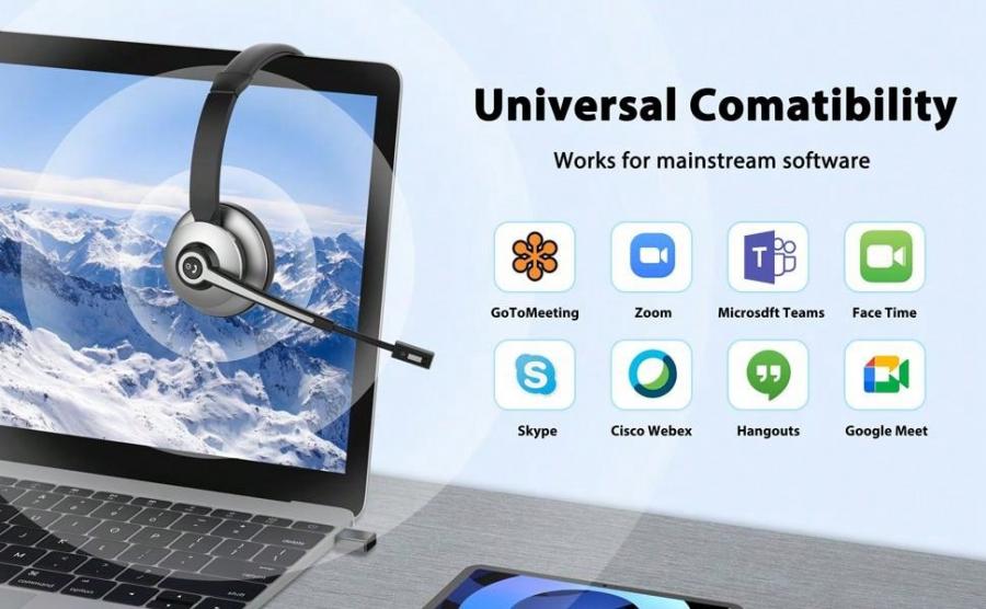 Trucker Bluetooth Headset Wireless Noise Cancelling Microphone 28Hrs