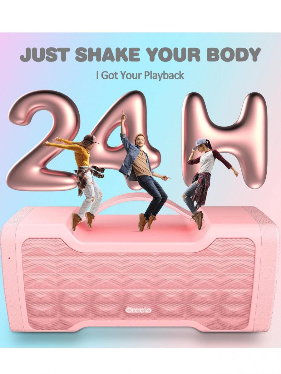 Pink 40W Bluetooth Speaker Wireless Portable Stereo IPX6 Waterproof