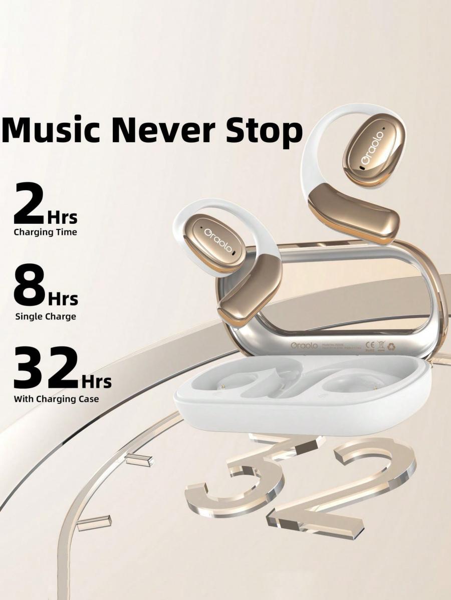 Oraolo Bluetooth Open Ear Headphones with AI Noise Canceling 32H Playtime