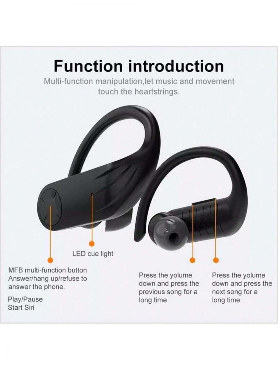 Wireless HiFi Stereo Bluetooth Earbuds with Ear Hook Headset