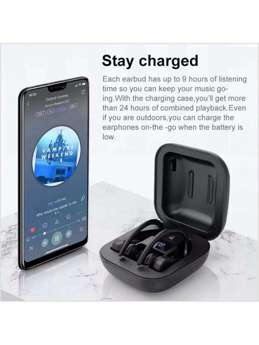 Wireless HiFi Stereo Bluetooth Earbuds with Ear Hook Headset