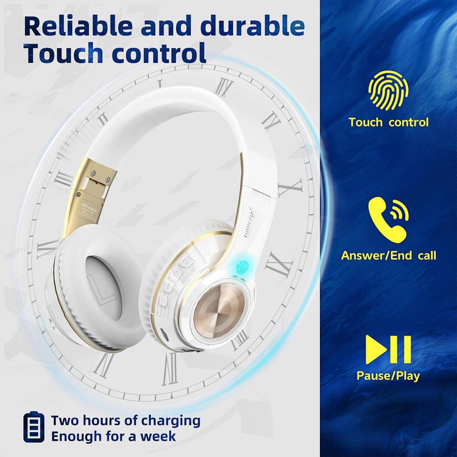 Riwbox TX8 Bluetooth Over Ear Headphones HiFi Stereo Touch Control