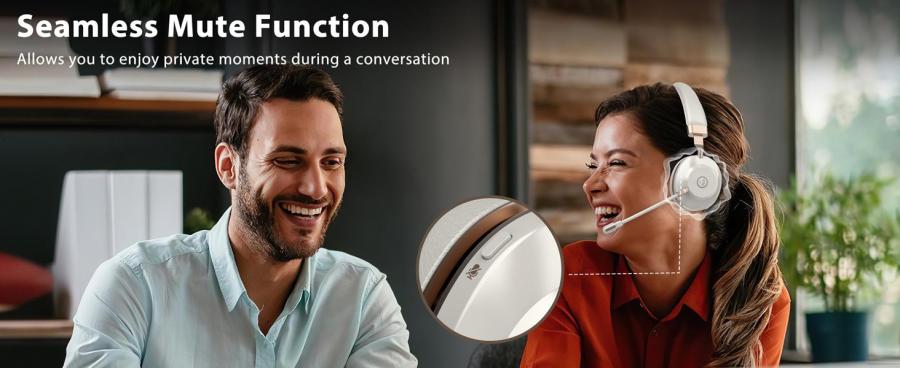 Bluetooth Wireless Headset with AI Noise Canceling Microphone 45 Hrs
