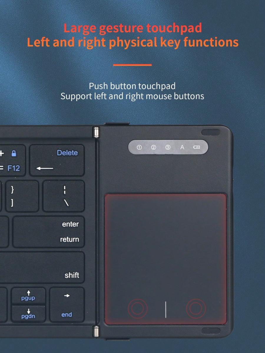 Foldable Bluetooth Keyboard with Touchpad for Travel and MultiDevice Use