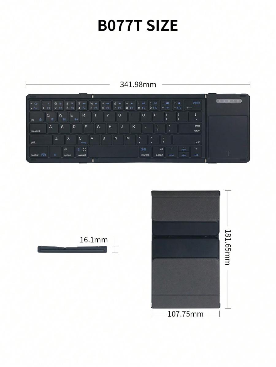 Foldable Bluetooth Keyboard with Touchpad for Travel and MultiDevice Use