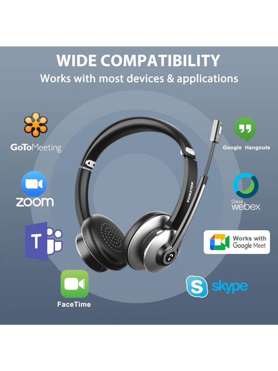 Wireless Bluetooth Headset with Microphone Noise Canceling Audio Dongle