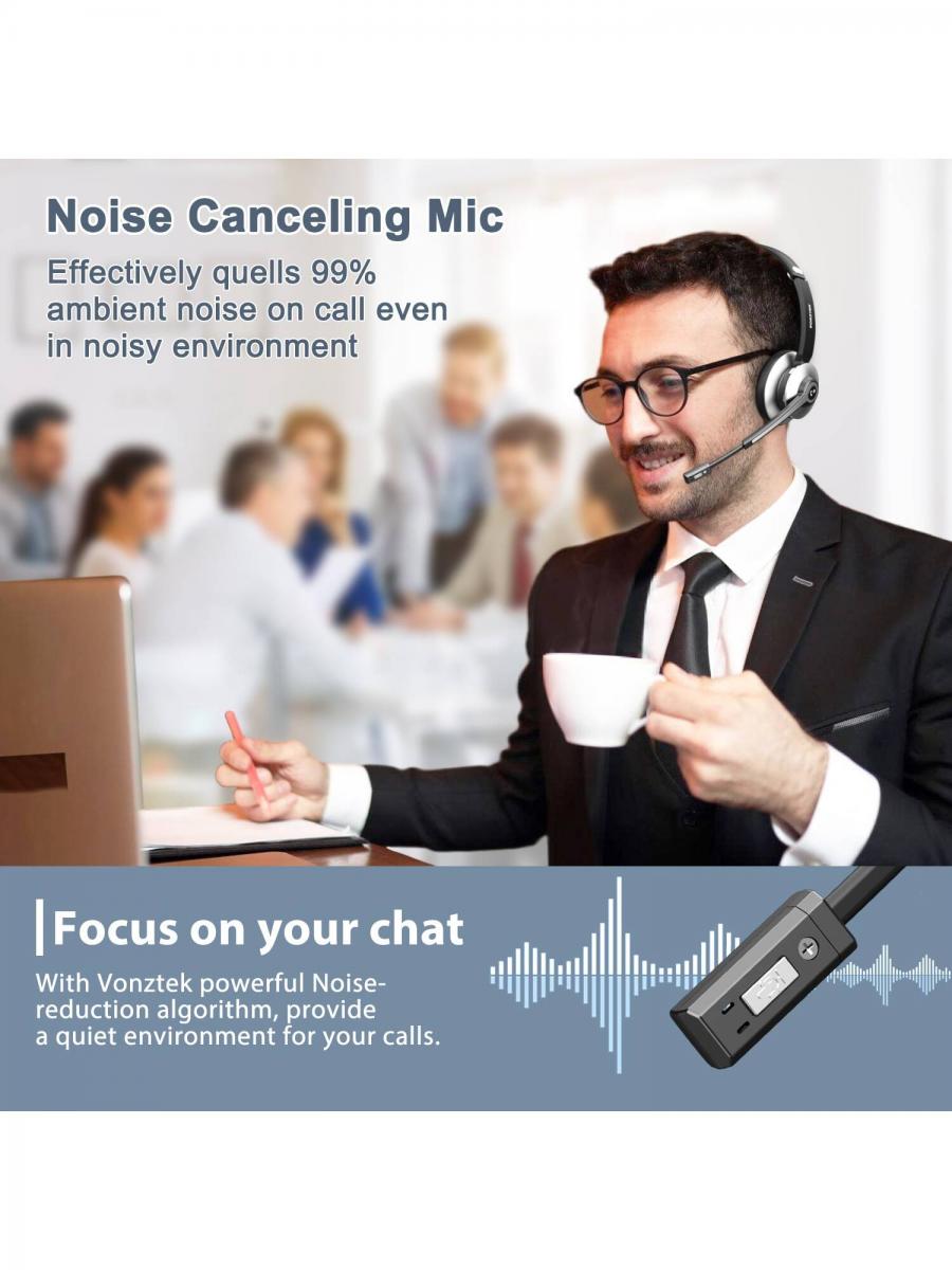 Wireless Bluetooth Headset with Microphone Noise Canceling Audio Dongle