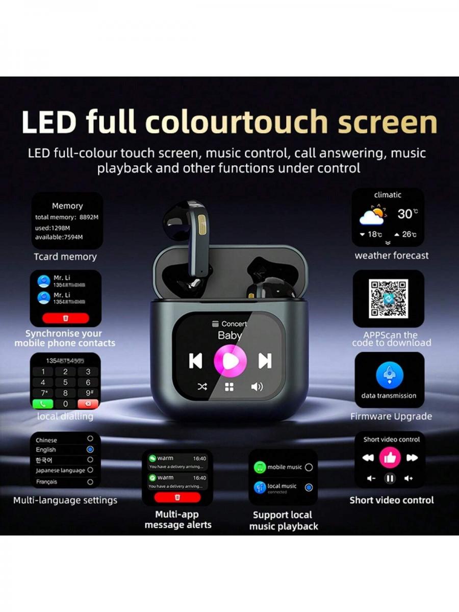 2024 K1 Smart Watch and Bluetooth Earbuds Touch Screen Noise Cancelling