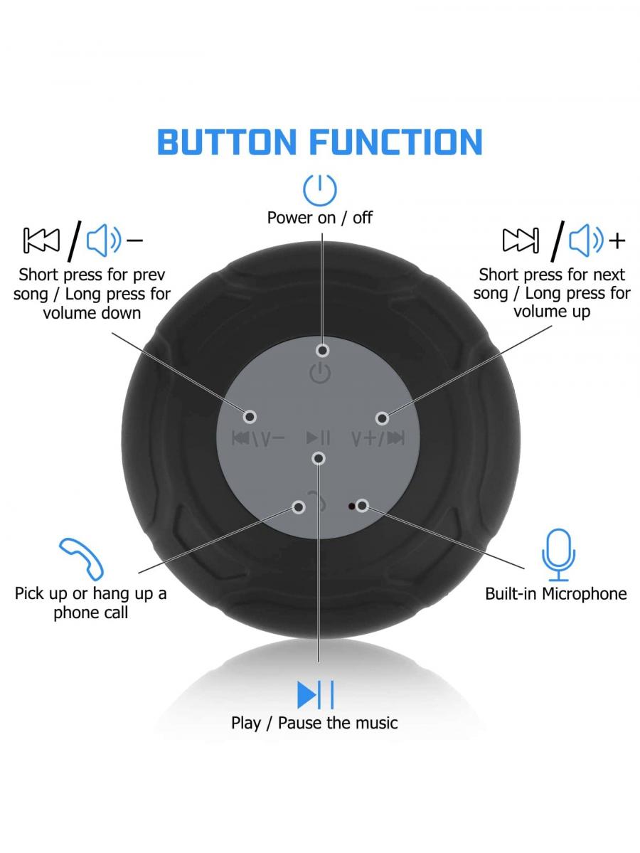 Forkoda Waterproof Bluetooth Shower Speaker Portable Wireless Audio