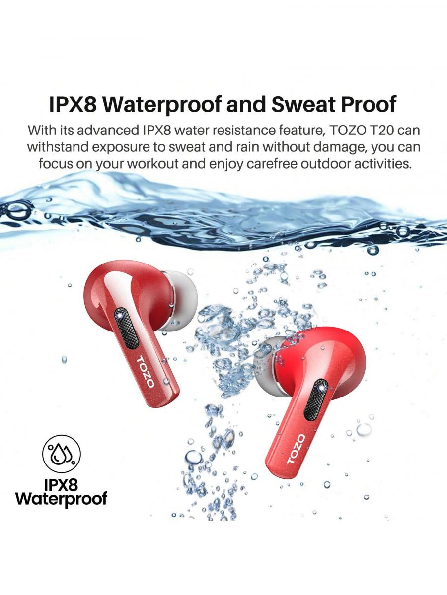 TOZO T20 Bluetooth Wireless Earbuds with LED Display and Waterproof Case