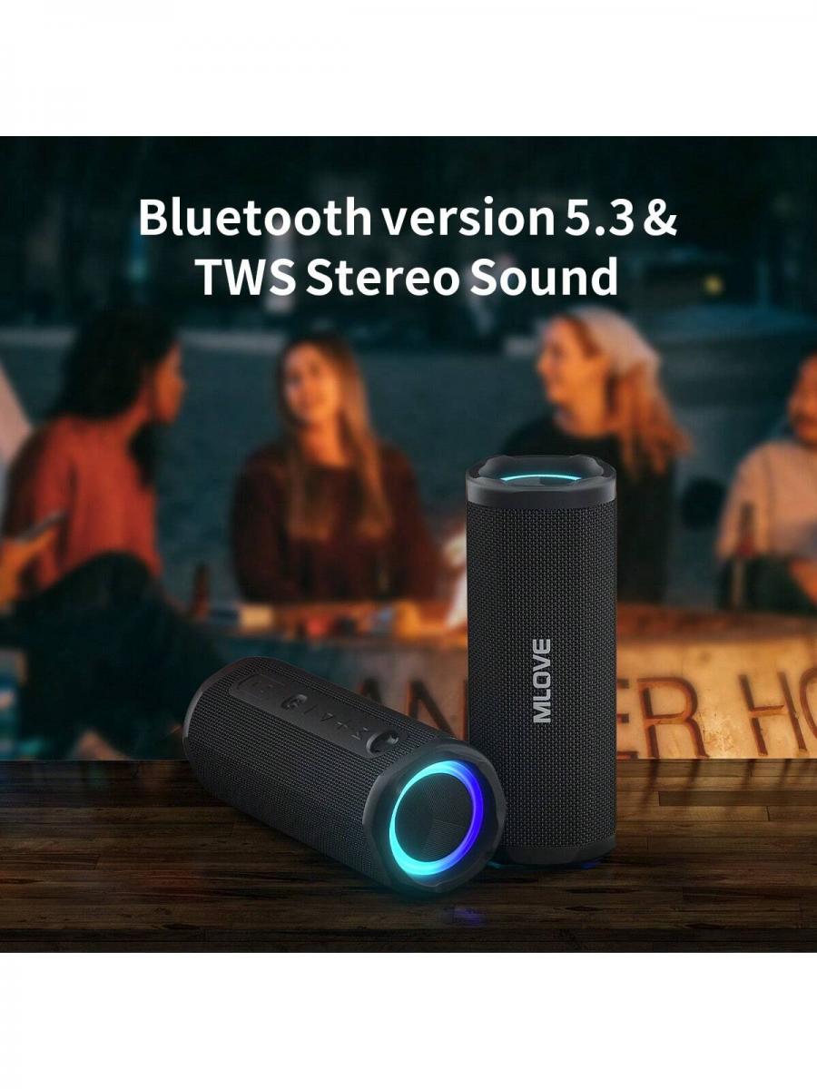 Портативный Bluetooth-динамик MLOVE P2 с RGB-подсветкой и водонепроницаемым корпусом