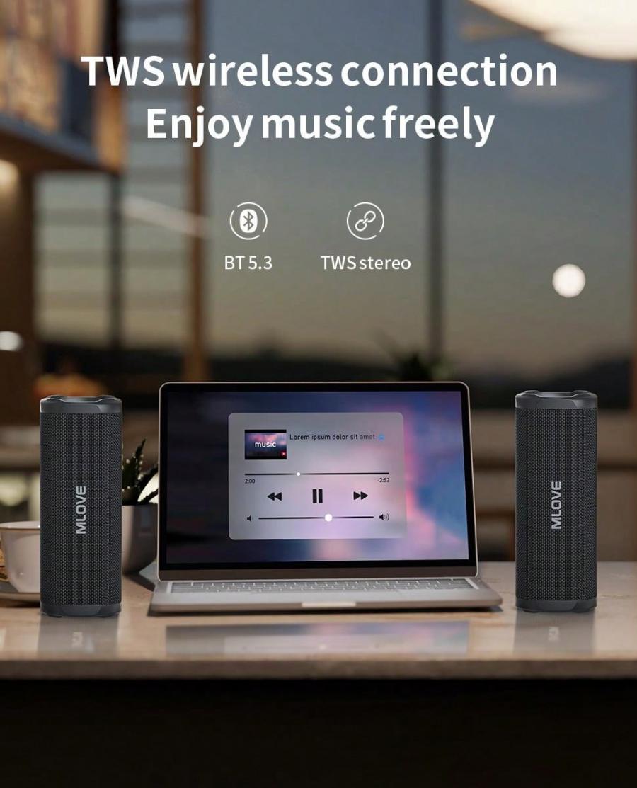 Портативный Bluetooth-динамик MLOVE P2 с RGB-подсветкой и водонепроницаемым корпусом