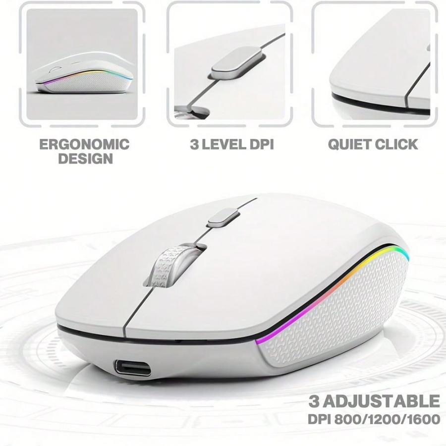 Colors Backlit Wireless Keyboard Mouse Combo Rechargeable for Windows