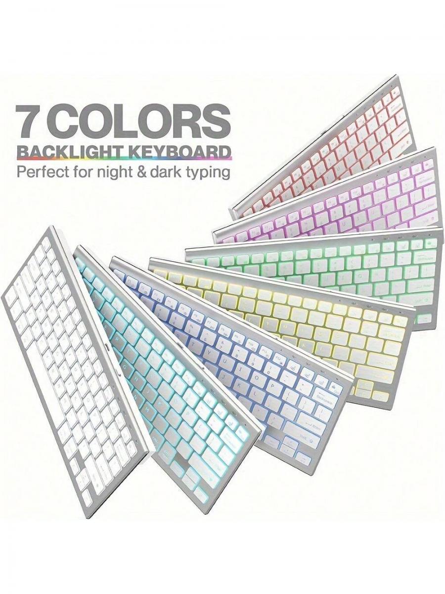 Colors Backlit Wireless Keyboard Mouse Combo Rechargeable for Windows