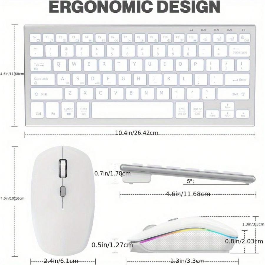 Colors Backlit Wireless Keyboard Mouse Combo Rechargeable for Windows