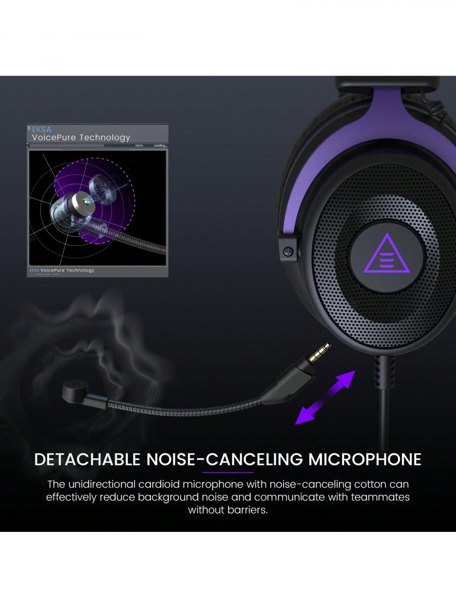 EKSA E900 Wired Gaming Headset Over Ear with Detachable Mic and 50mm Speaker