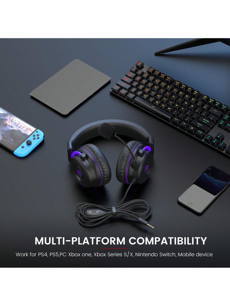 EKSA E900 Wired Gaming Headset Over Ear with Detachable Mic and 50mm Speaker