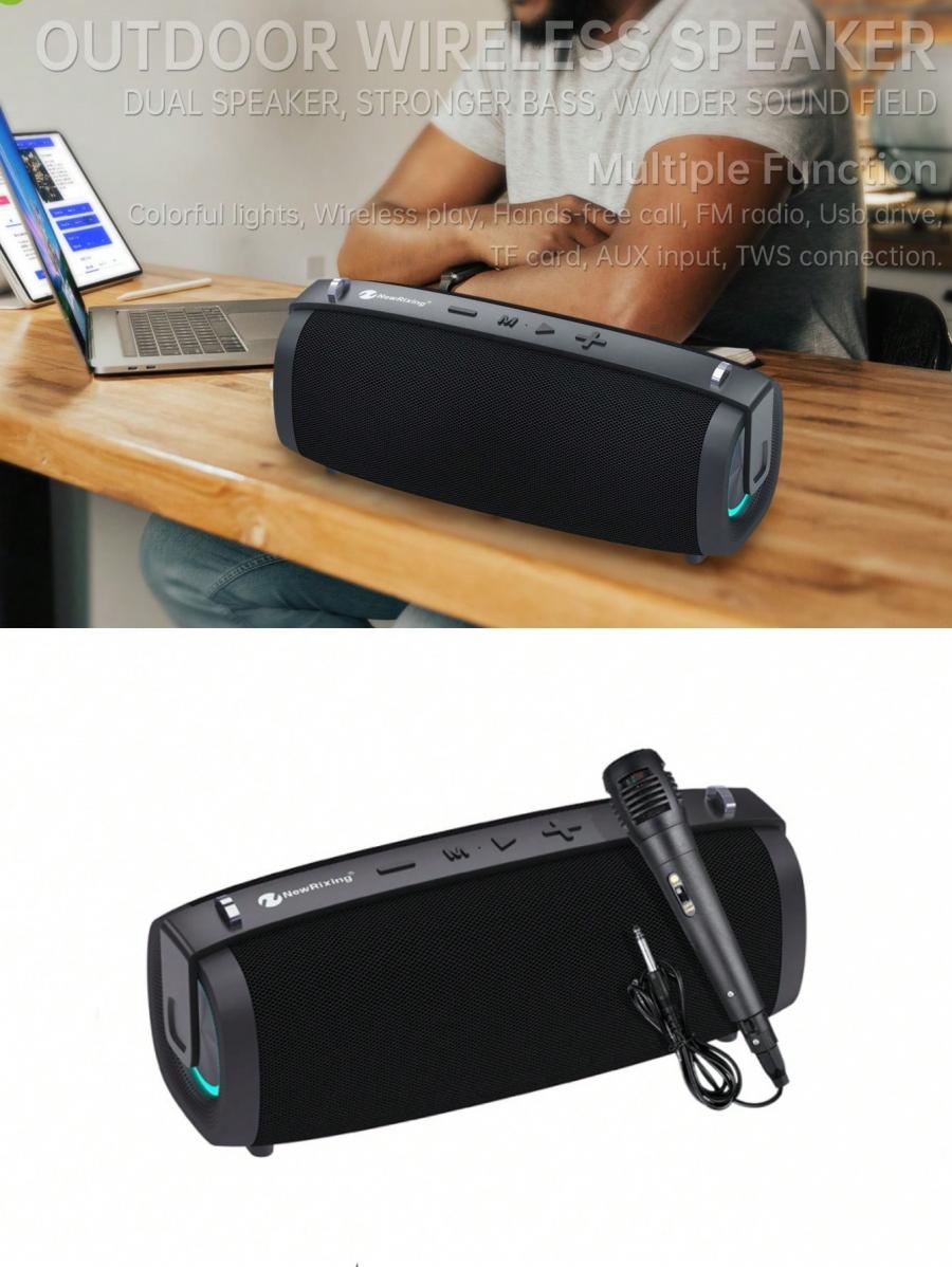 High Power Karaoke Trolley Speaker with Wired Mic and Lithium Battery