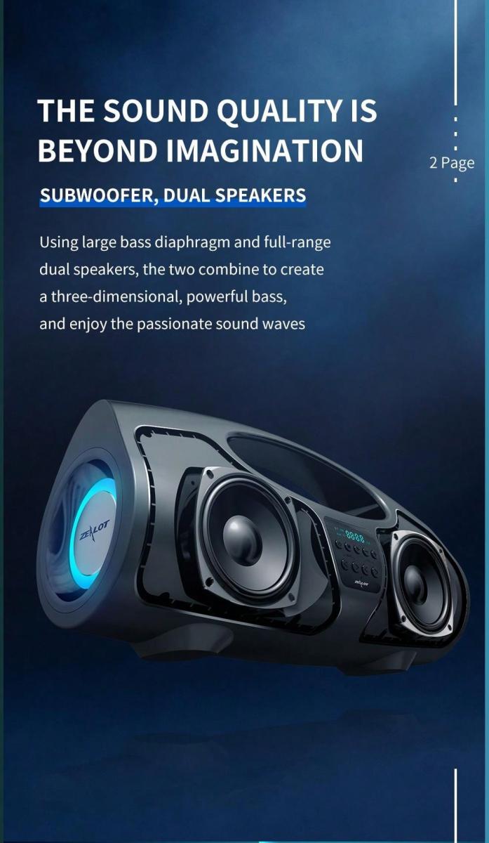 Zealot P1 Portable Karaoke Speaker 40W with 8000mAh Battery