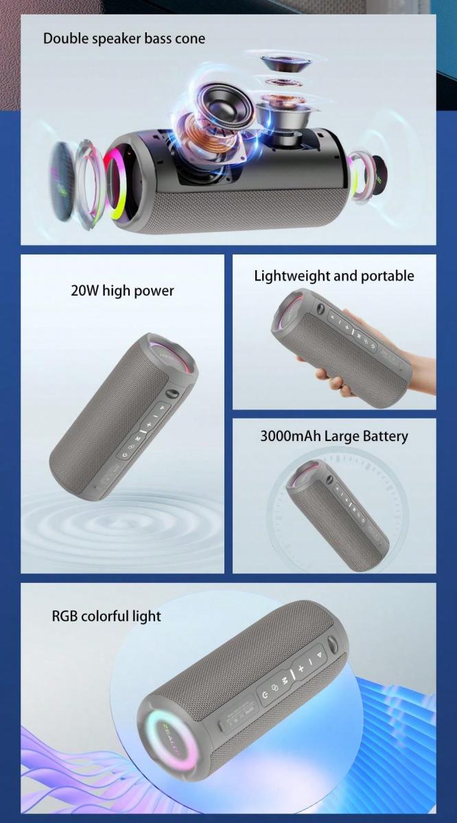 Zealot S49Pro 20W Portable Bluetooth Wireless Speaker Outdoor Bass