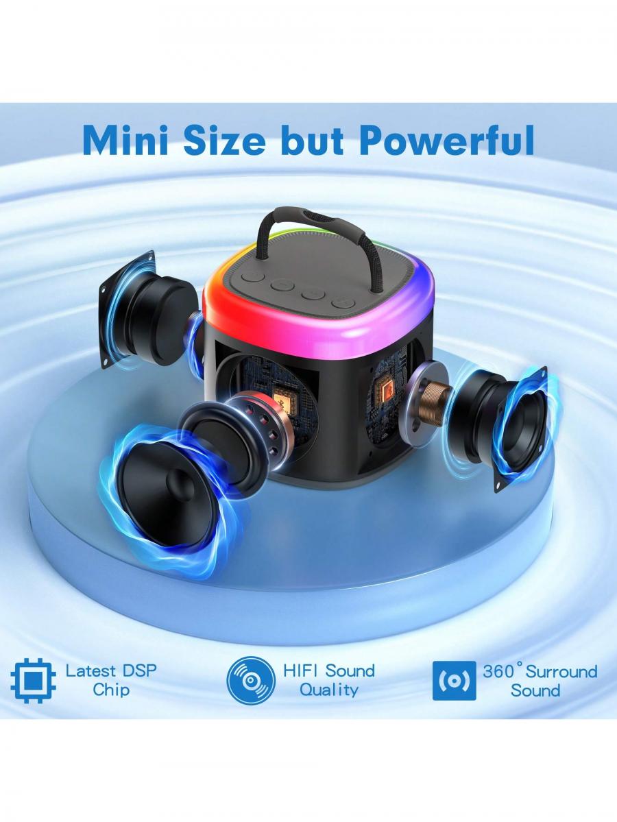 JYX Mini Bluetooth Karaoke Speaker with Microphone and Party Lights