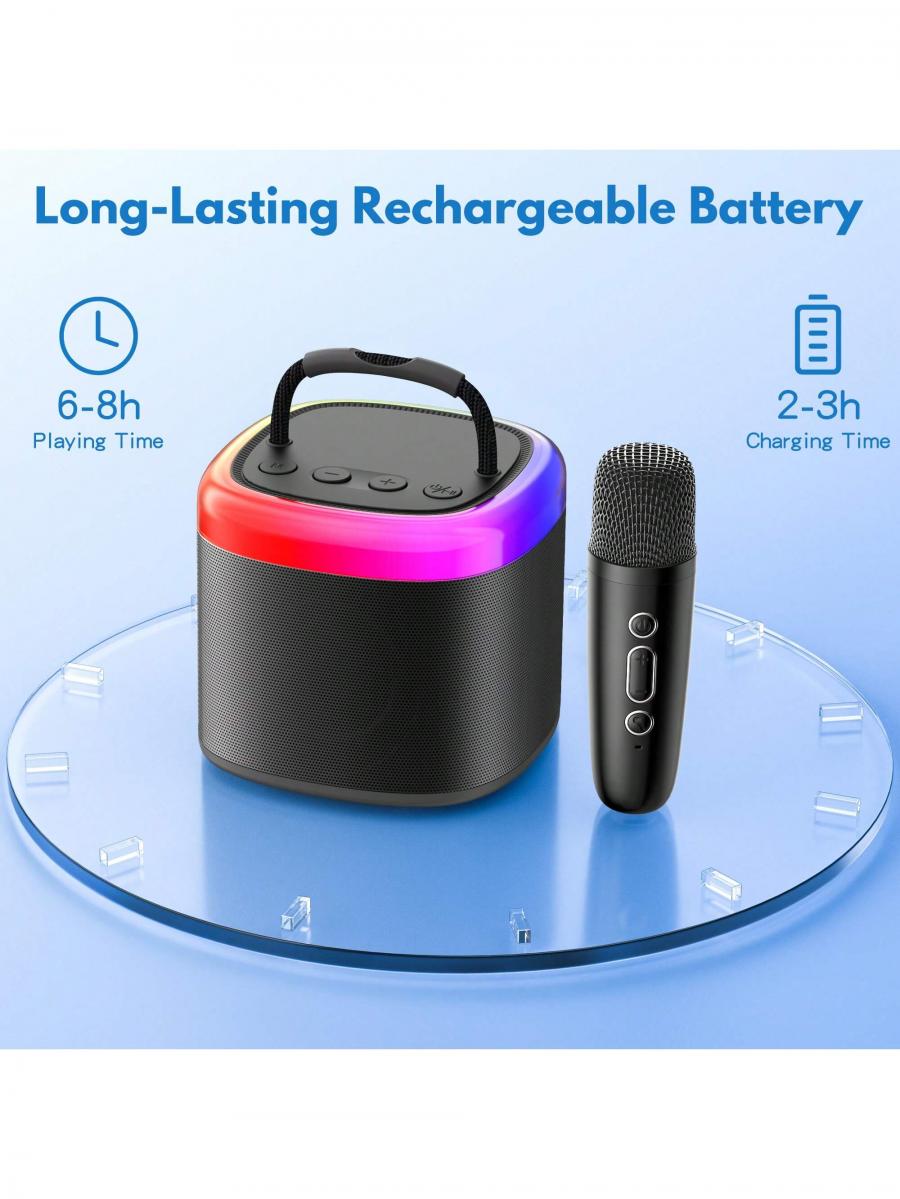 JYX Mini Bluetooth Karaoke Speaker with Microphone and Party Lights