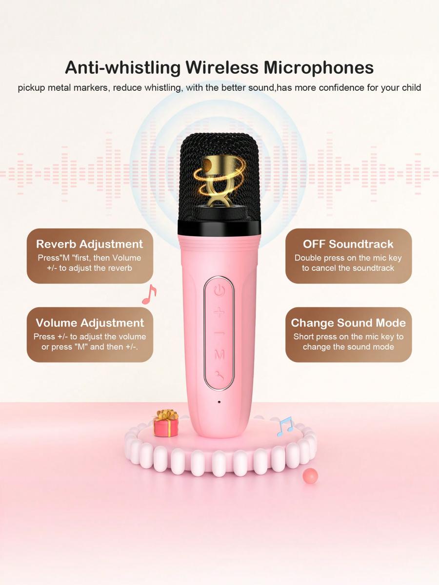 Mini Portable Karaoke Machine Bluetooth Speaker with Microphones