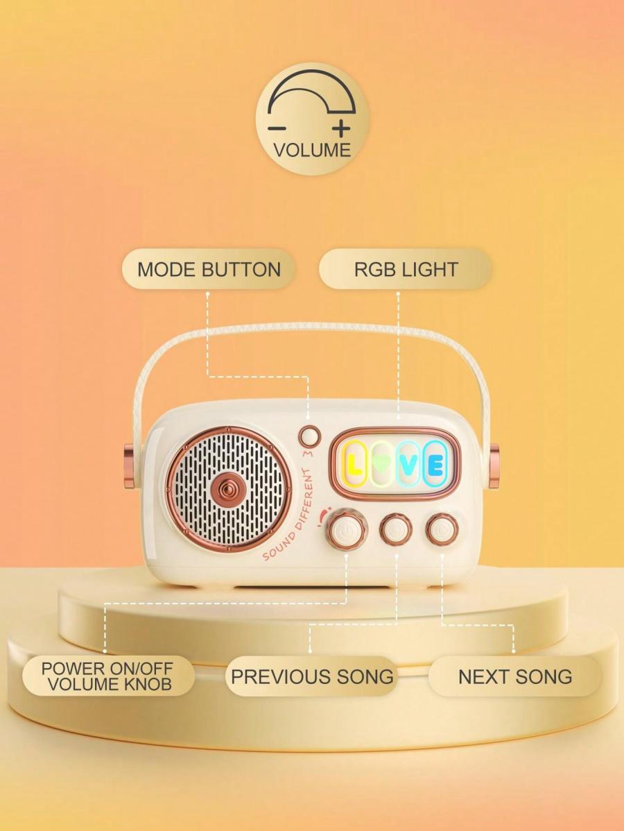 Portable RGB Karaoke Speaker Set with Dual Microphones Retro Design