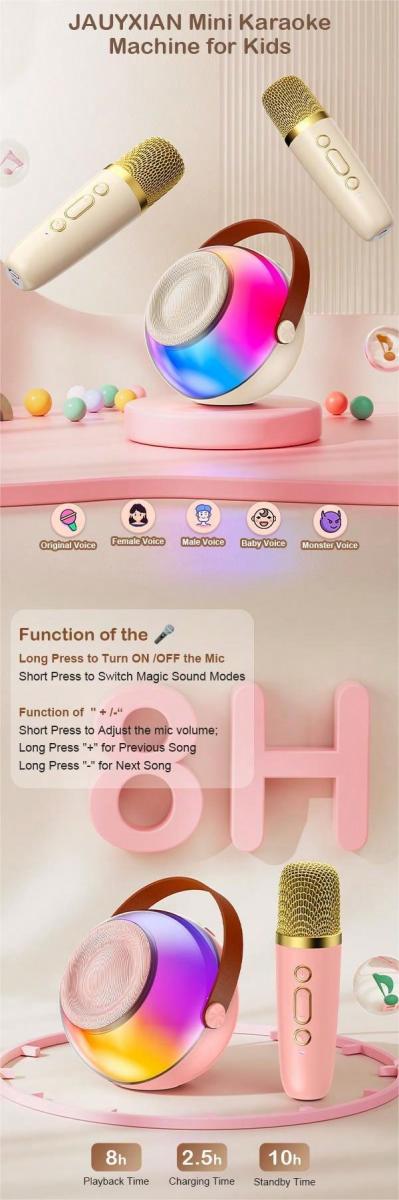 JAUYXIAN Portable Karaoke Machine with Bluetooth Speaker and Lights