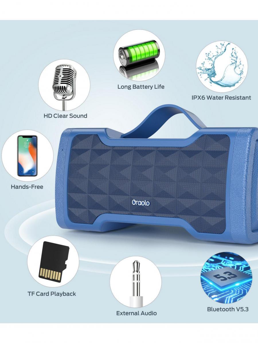 Oraolo 40W Portable Bluetooth Speaker IPX6 Waterproof for Home Outdoor