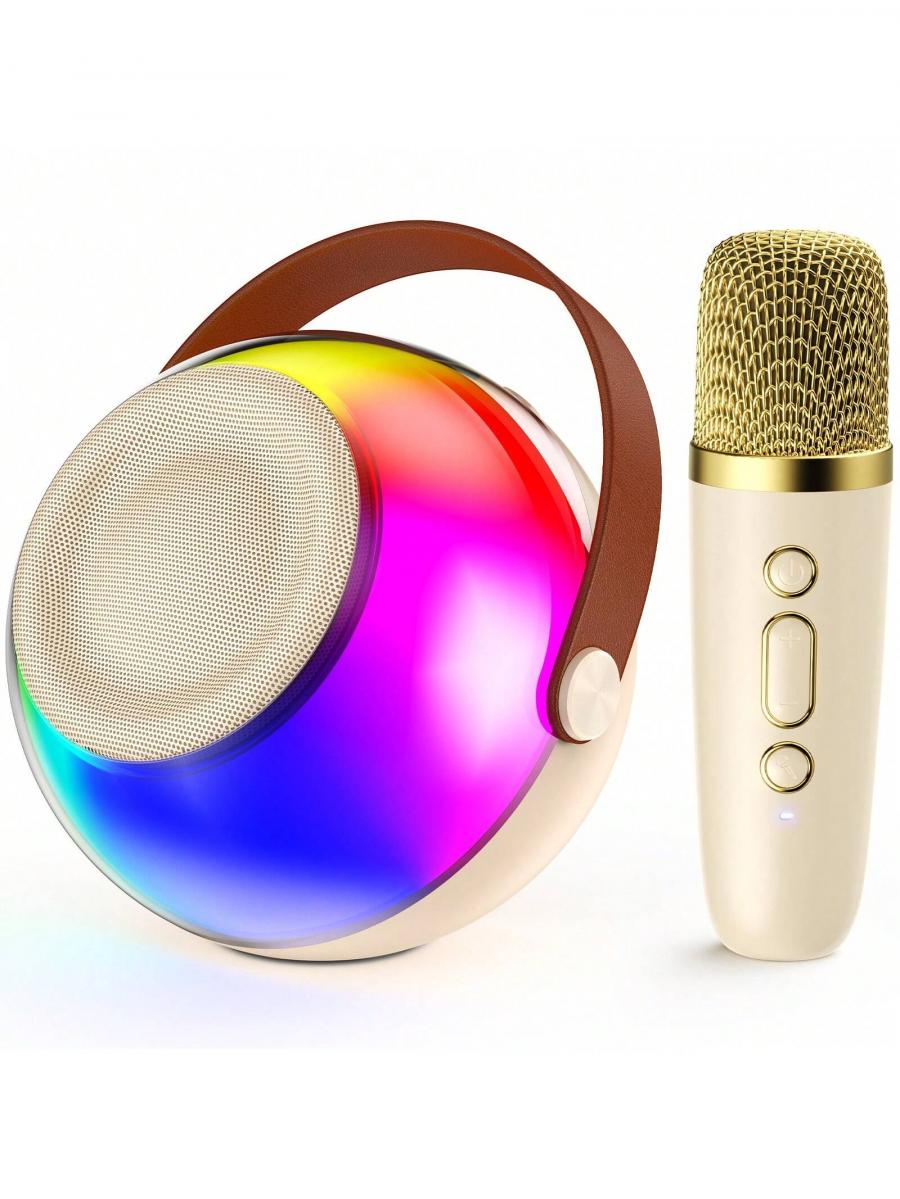 Portable Mini Karaoke Machine with Wireless Microphones and Lights