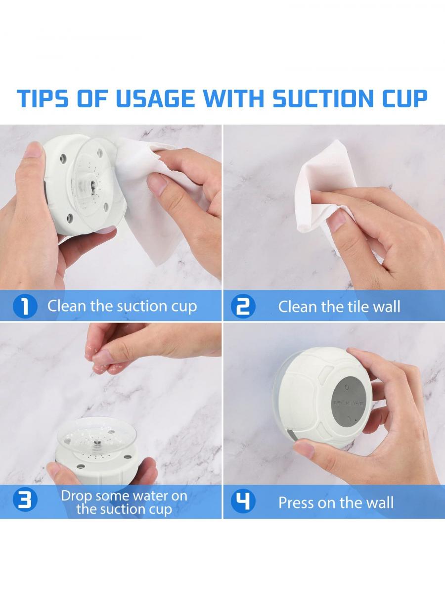 FORKODA Waterproof Bluetooth Shower Speaker with Suction Cup White