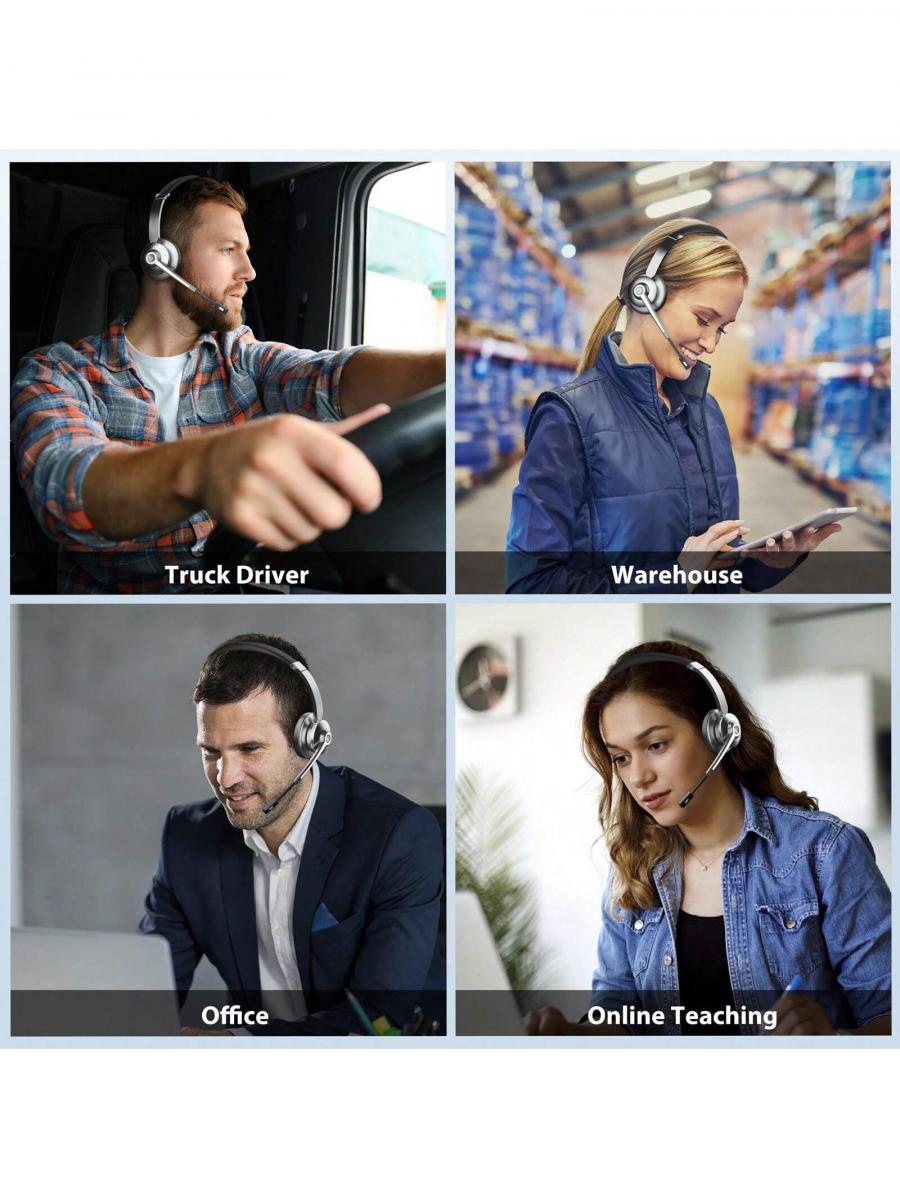 Wireless Bluetooth Headset with Microphone and USB Dongle for Work