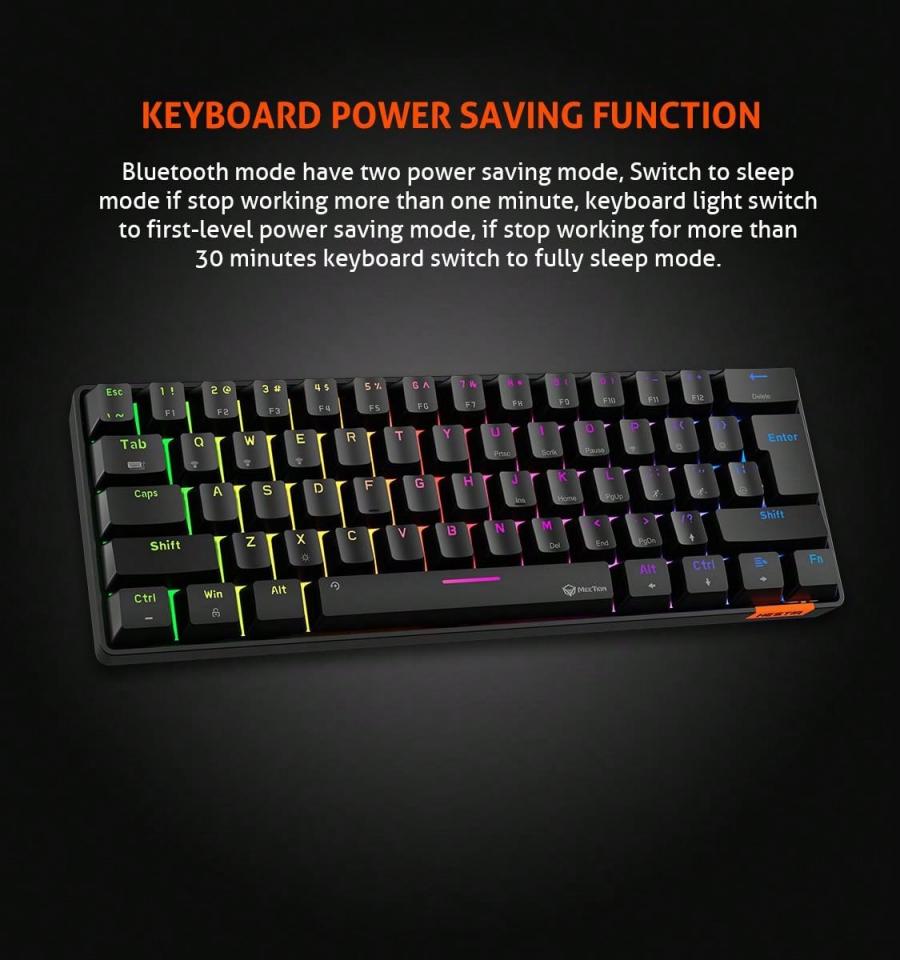 60 Layout Bluetooth Mechanical Gaming Keyboard RGB Lighting Detachable Keycaps